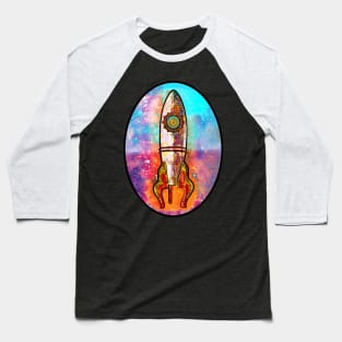 Rocket Ship in Space Baseball T-Shirt